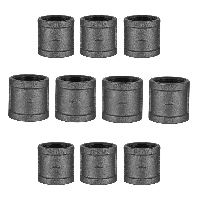 Home TZH 1" Pipe Fitting Coupling, 10 Pack Malleable Iron Cast Pipe Coupling for Steam-punk Vintage Shelf Bracket DIY Plumbing Pipe Decor Furniture (10, 1") - Image 1